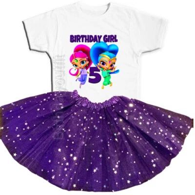 Shimmer & Shine Party 5th Birthday Tutu Outfit Personalized Name option - Image 1 of 4