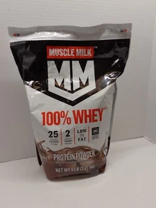 MUSCLE MILK 100% Whey 25g Protein Powder CHOCOLATE 5 Lb. 66 Serv. New 4/23/25 - Picture 1 of 4
