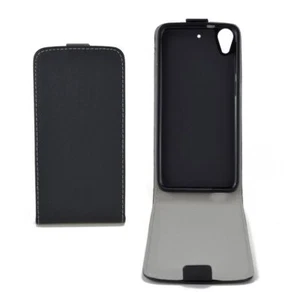 Flip Hülle Handy Schutz HTC Desire 626 Schwarz Leder Imitat Slim Flex Schale Neu - Zdjęcie 1 z 2