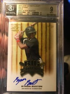 Rare 2012 Leaf Byron Buxton Rc Ultimate Draft Big Sticks Gold Auto 4/10 BGS 9/10