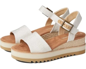 Toms Diana 10017908 Sandals Women's US 7.5 White Wedge Heel Espadrille ZPO1925 - Picture 1 of 10