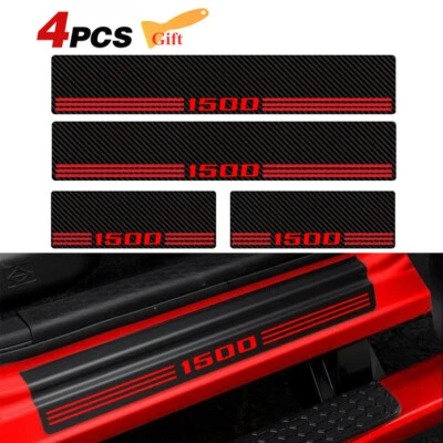 4x Para Dodge Ram 1500 Acessórios Vermelho Cabine Porta Peitoril Capa Protetor Adesivo de Passo - Imagem 1 de 4