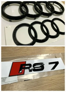 Juego combinado de emblema anillo insignia delantera brillante trasero negro para Audi RS7 cupé - Imagen 1 de 11