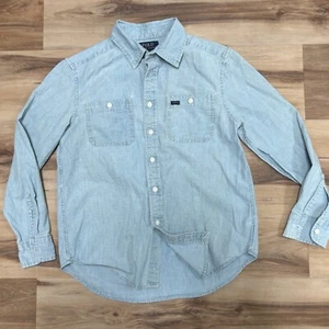 Polo Ralph Lauren Chambray Shirt Boys Medium 10-12 Blue Denim Button Up - Picture 1 of 6