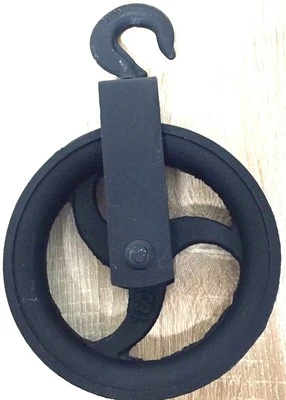 180 mm Umlenkrolle mit Haken Metall Seilrolle Heberolle Hebehaken Baurolle - Bild 1 von 2