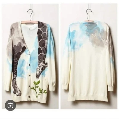 Anthropologie Moth FAB! Cárdigan Tiga Giraffe Grande Bolsillos Suéter Talla XS Foto 1 de 4