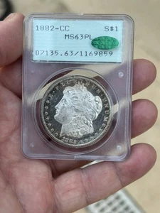 1882-CC Morgan Silver Dollar PCGS MS63PL CAC Rattler OGH Looks Dmpl All Day Read - Bild 1 von 4