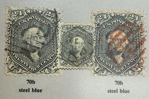 US #70b 1861 24c acciaio blu lavaggio. Usato .09mm carta/flts minori; $825 SCV - Foto 1 di 4