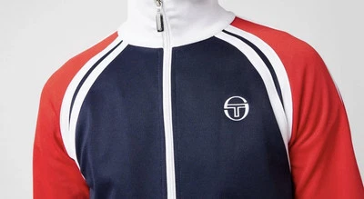 Camiseta deportiva de tenis Sergio Tacchini nueva Ghibli McEnroe azul/rojo PVP £80 Foto 1 de 4