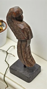 Antique Wooden Bird Parrot Figurine Original Old Hand Carved - Picture 1 of 7