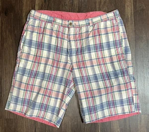 Tailor Vintage Reversible Shorts Plaid & Coral Men’s Preppy Classic Beach - Picture 1 of 5