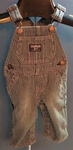 OshKosh B’Gosh Denim Blue Striped Overalls Size 6 Month 100% Cotton Vestback - Picture 1 of 13