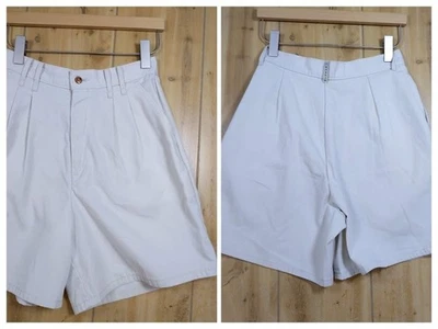 Pantalones Cortos De Colección Años 80 Chic Plisados Sarga Talla 10 Crema Cintura Alta Usados en Excelente Condición Foto 1 de 4