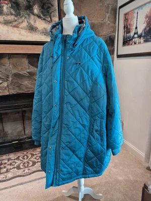 Abrigo para mujer Blair turquesa acolchado y con capucha talla 3X, capucha extraíble Foto 1 de 4