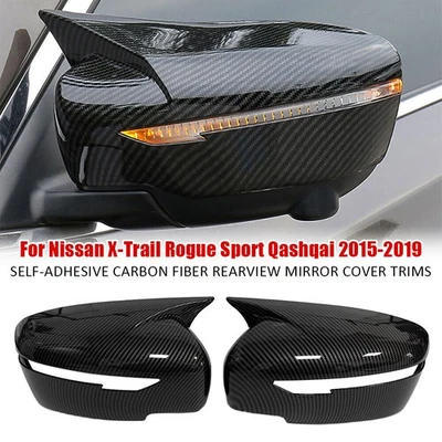 2x Acabamento de Tampa de Espelho Asa Lateral de Carbono ABS para Nissan Qashqai X-Trail 2015-2019 - Imagem 1 de 4