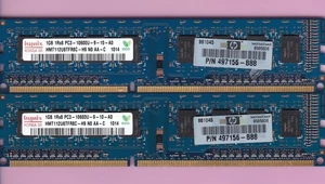2GB 2x1GB PC3-10600 DDR3 HYNIX HMT112U6TFR8C-H9 N0 AA-C HP 497156-B88 Arbeitsspeicher Kit - Bild 1 von 3