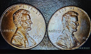 1998 Lincoln Mem Cent Set Of Two W/ WIDE AM ERR. EXC CIRC RB COND. - Picture 1 of 6