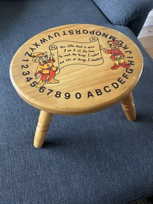 Vintage Kinder ABC Schule Gedicht Hocker Stuhl Englisch This Little Stool Elfen - Bild 1 von 4