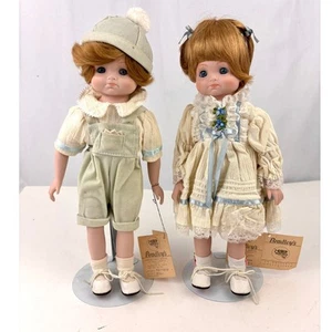 VTG Bradley's Porcelain Doll Boy & Girl w/ Stand Chuckie Babs Collectible 1990s - Picture 1 of 7