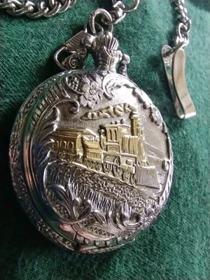 Карманные часы Remington 🚂 Steam ЗАЖИМ Золотой Поезд Локомотив ЦЕПОЧКА Рельсы часы - Изображение 1 из 4