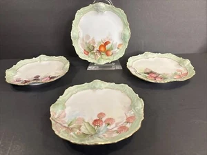 Antique Porcelain Fruit Plates Set /Limoges/ Green Color/Stamped/France C.1925 - Picture 1 of 13