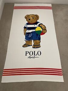 Polo Ralph Lauren Bear Logo Bath Beach Towel White Multi 100% Cotton
