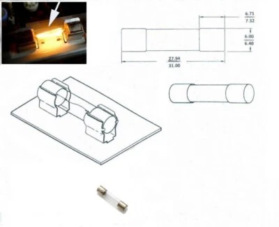 Lampadina fusibile retroilluminazione display 8V 0,25A 2W per lampada retroilluminazione Marantz 30mm x 6mm