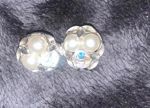 Vintage Sherman Rhinestone Clip-on Earrings - Picture 1 of 4