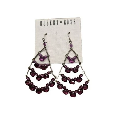 Robert Rose Rhinestone Dangle Chandelier Elegant Fancy  Earring P2 - Image 1 of 3