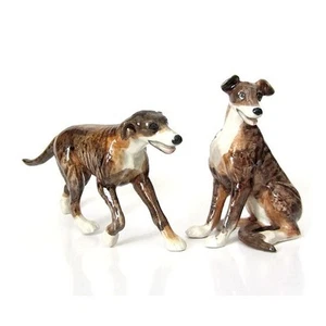 2 Miniatures en porcelaine _ CHIEN LÉVRIER 5 + 8,5cm _ Objet de vitrine Collecti - Picture 1 of 8