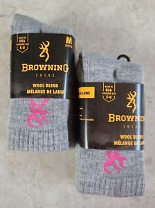 Women's Browning Wool Socks  4 Pair Pink  Blue Gray Made in the USA