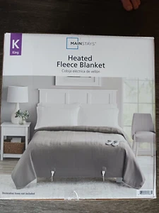Mainstays Soft Fleece Electric Heated Blanket - Gray King - 100"x90" - Brand New