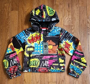 Encrypted Girls Medium Poly/Spandex 1/4 Zip Pullover Hoodie Comic Print Pockets - Bild 1 von 15