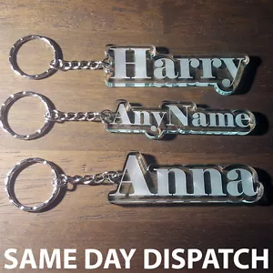 Personalised FROZEN KEYRING KEYCHAIN MADE TO ORDER ANY NAME SCHOOL TAG BAG PLATE - Foto 1 di 12
