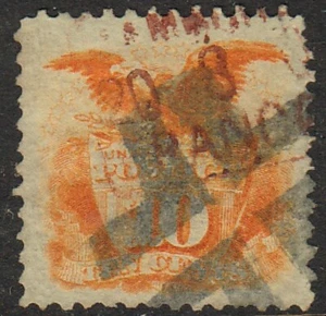 USA 116 (SCV$150.00) F-VF, red boxed FRANCO cancel, used, 1869 - Bild 1 von 1