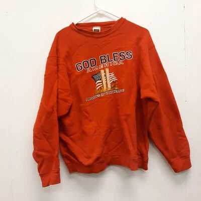 Fruit Of The Loom -GOD BLESS AMERICA-Crew Neck Sweater red  Size L  - Image 1 of 4