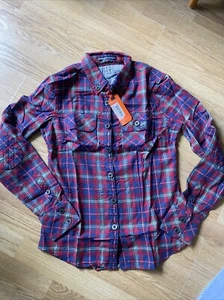 Superdry Women’s Lumberjack Quilt Patch Red Check Shirt Size m Slim Fit Bnwt - Picture 1 of 12