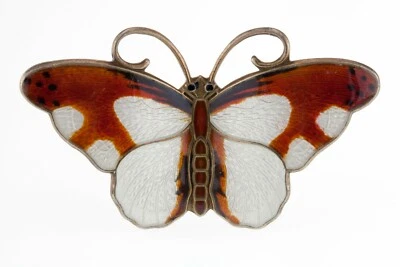 Broche Mariposa Esmalte Hroar Prydz Plata de Ley Hecho en Noruega De Colección 102-F Foto 1 de 4