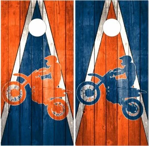 Dirt Bike Triangle Wood Cornhole Wrap Bag Toss Skin Decal Sticker - Picture 1 of 1
