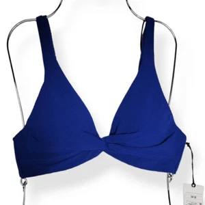 Shade & Shore Midnight Blue Twisted Front  Bikini Top 34B - Picture 1 of 4