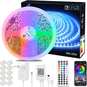 Striscia LED 10M Bluetooth, Nastri LED 10 Metri 600 Leds 5050 RGB SMD, Cambiamen - Foto 1 di 12