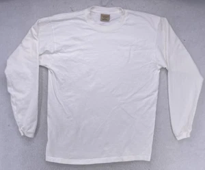 FL Robinson Blank White T Shirt Mens Size Medium Made USA Long Sleeve 1990'S - Picture 1 of 5