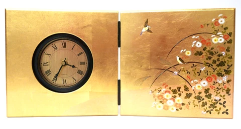 PWRI Public Works Research Institute Gold Desk Mantel Clock Battery Japan Cover