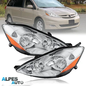 Pair Headlights For 2006-2010 Toyota Sienna 3.5L Chrome Housing Amber Reflector - Picture 1 of 12