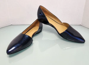Naturalizer Tamara D'Orsay patent leather pointed toe flat shoes blue New Sz 8M - Picture 1 of 8