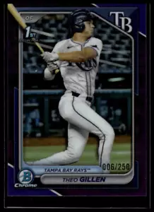 🔥💎📈 2024 Bowman Draft #BDC-73 Theo Gillen Chrome Purple Refractor #/250 - Picture 1 of 2