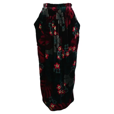 Falda midi de terciopelo floral Dries Van Noten en viscosa verde para mujer oliva M Foto 1 de 4