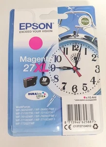 Genuine Epson 27XL Alarm Clock DURABrite Ultra Single Magenta Ink Cartridge - Zdjęcie 1 z 2