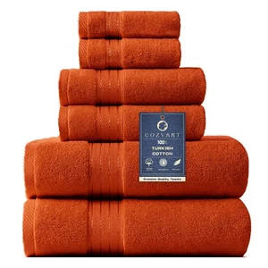 Burnt Orange Bath Towel Set for Bathroom Turkish Cotton Thick Soft Absorbent ... - Picture 1 of 7