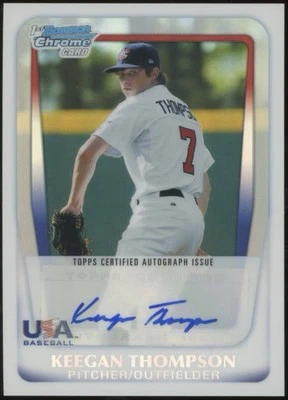 2011 Bowman Draft Picks #AA-KT Keegan Thompson Chrome 16U USA  Auto Refr #/199 - Image 1 of 2
